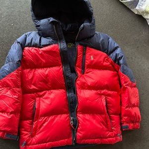 Polo Ralph Lauren red & navy puffer coat size 7.
